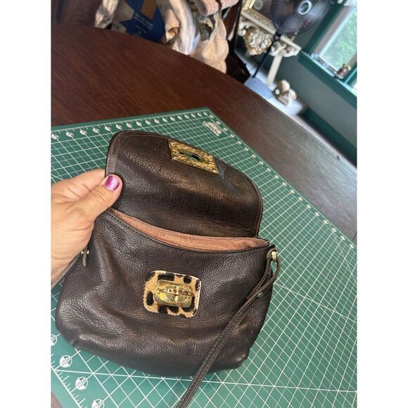 Leopard Print & Brown Leather Crossbody Bag With Gold Clasp Ralph Lauren - Picture 4 of 4